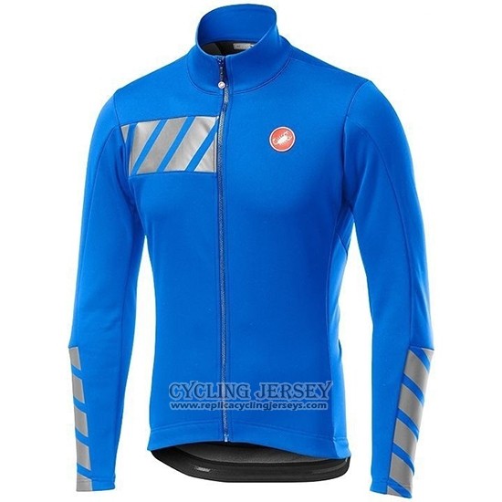 2019 Cycling Jersey Castelli Raddoppia 2 Blue Silver Long Sleeve And Bib Tight